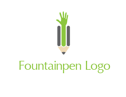 green hand inside pencil logo