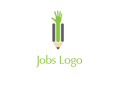 green hand inside pencil logo