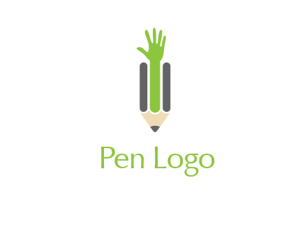green hand inside pencil logo
