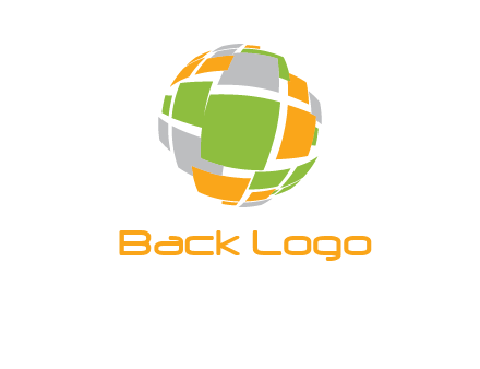 square pieces forming a globe logo