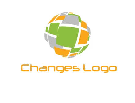 square pieces forming a globe logo