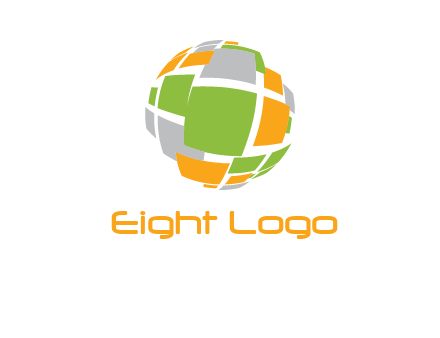 square pieces forming a globe logo