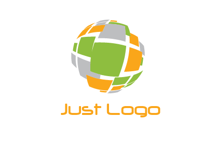 square pieces forming a globe logo