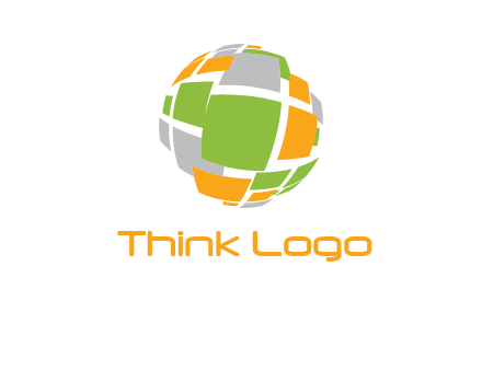 square pieces forming a globe logo