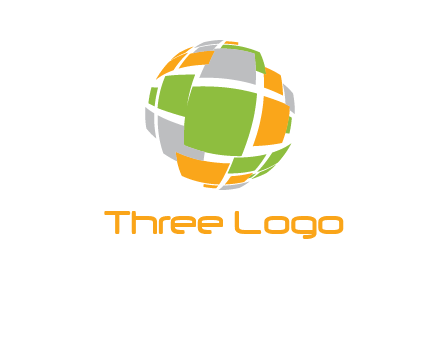 square pieces forming a globe logo