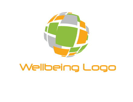 square pieces forming a globe logo