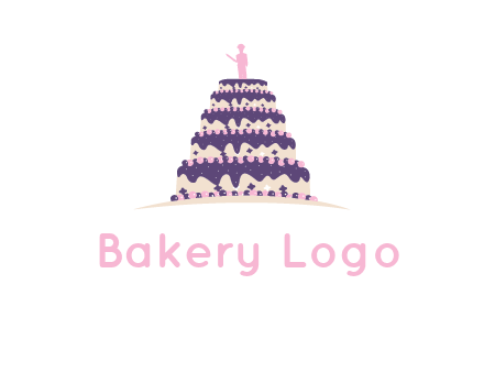 5 tier or layer cake with a figurine logo