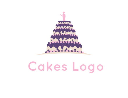 5 tier or layer cake with a figurine logo