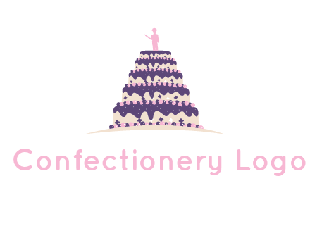 5 tier or layer cake with a figurine logo