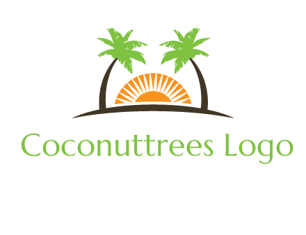 palm trees and sunset on the horizon forming a face