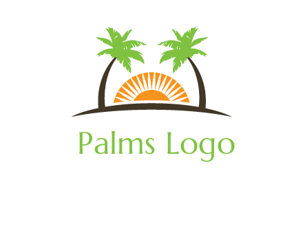 palm trees and sunset on the horizon forming a face