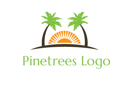 palm trees and sunset on the horizon forming a face