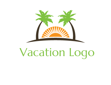 palm trees and sunset on the horizon forming a face