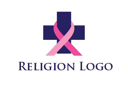 breast cancer ribbon wrapped around cross