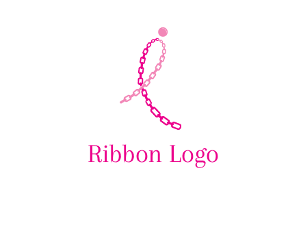 break cancer ribbon logo with dot and chain links