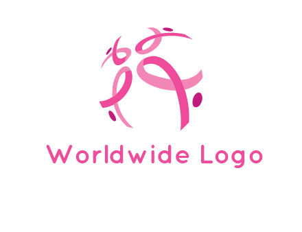 world logo with breast cancer ribbons and dots