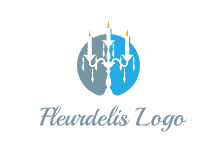 candelabra with crystals and burning candles logo