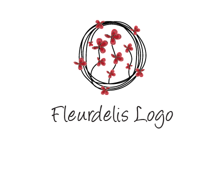 wreath made of wire, butterflies and flowers logo