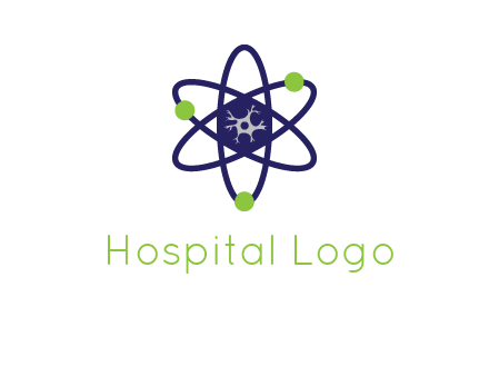 neuroanatomy or nuclear logo showing a cell inside an atomic model