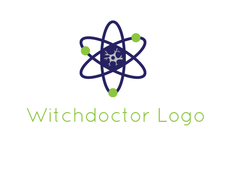 neuroanatomy or nuclear logo showing a cell inside an atomic model