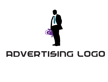 silhouette person holding movie camera logo