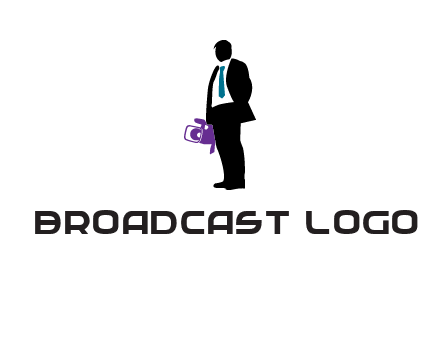 silhouette person holding movie camera logo