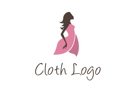 silhouette glamour girl wearing shoulder less dress logo