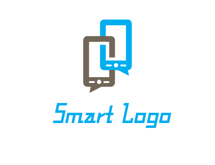 two cell phone incorporated with speech bubbles logo