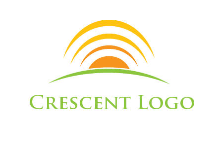 abstract landscape with sun and swooshes logo