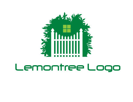 fence inside the tree with window logo