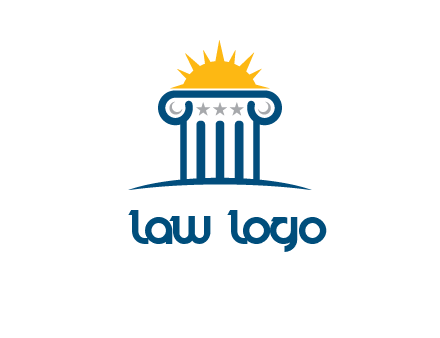 abstract pillar with sun logo