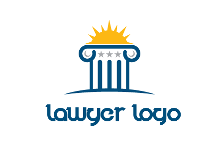 abstract pillar with sun logo