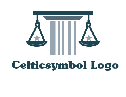 abstract column with scale and stars logo