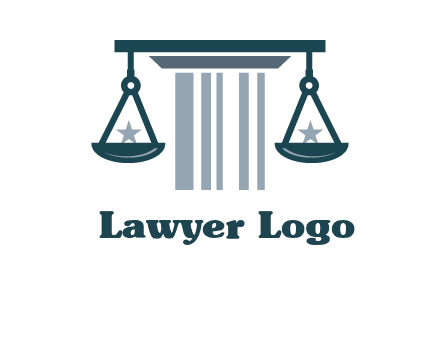 abstract column with scale and stars logo