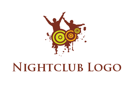 dancing persons behind the speaker logo