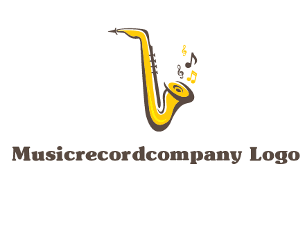 abstract saxophone with music notes logo