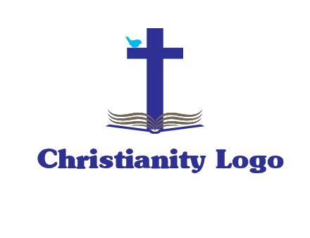cross with abstract book and bird logo