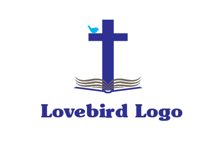 cross with abstract book and bird logo