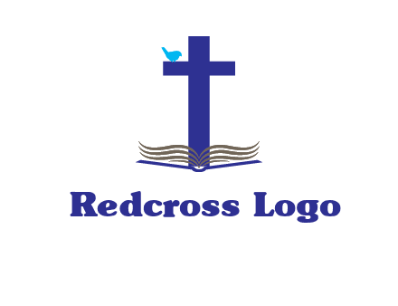 cross with abstract book and bird logo