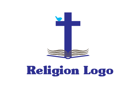 cross with abstract book and bird logo