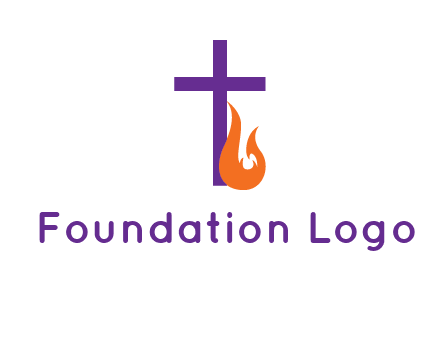 cross with abstract fire icon