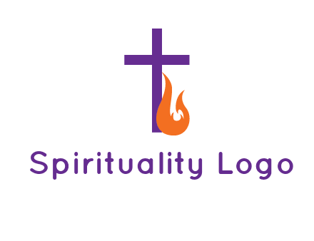 cross with abstract fire icon
