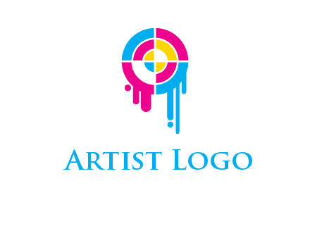 target inside the abstract circle with melting paint logo