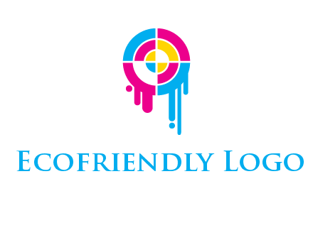 target inside the abstract circle with melting paint logo