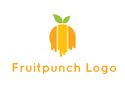 abstract melting orange with leafs logo