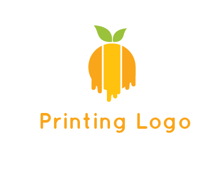 abstract melting orange with leafs logo