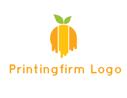 abstract melting orange with leafs logo