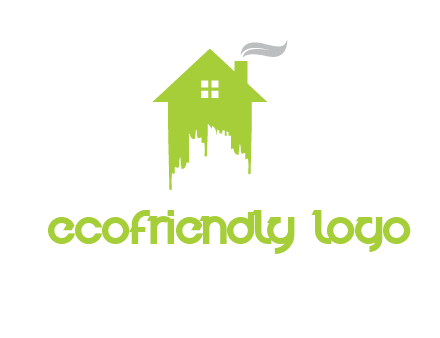 city escape inside the house with fire chimney logo