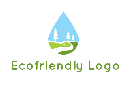 landscape inside the water drop logo