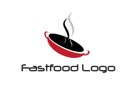 food is being cooked in a frying pan logo